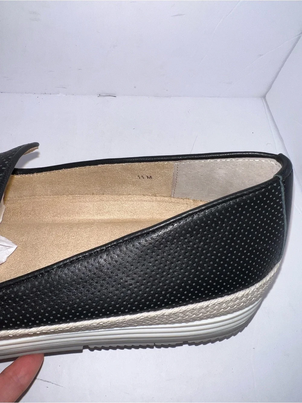 Vaneli Sport Black Perforated Leather Slip-On Espadrille Sneakers-Size 11M-NWOT
